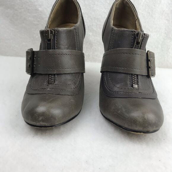 Seychelles Women's Ankle Boots Black Brown Distressed Zip Buckle 3.8" Heel Sz 7 - Picture 2 of 16